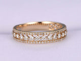 2ct Round Cut Diamond Wedding Band Three Row 3/4th Eternity 14k Yellow Gold Over