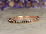 0.3ct Round Cut Black Diamond Stackable Half Eternity Band 14k Rose Gold Finish