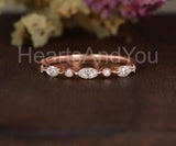 0.5ct Marquise Simulated Diamond Bezel Set Stacking Band 14k Yellow Gold Plated