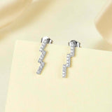 1.2ct Round Cut Diamond Geometric Minimal Stud Earrings 14k White Gold Finish