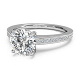 2.6ct Round Cut Diamond Engagement Ring Accents Solitaire 14k White Gold Finish