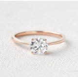 0.5ct Round Cut Moissanite Solitaire Engagement Ring 14k Rose Gold Plated