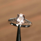 1ct Oval Cut Peach Morganite Solitaire Braided Shank Ring 14k White Gold Finish