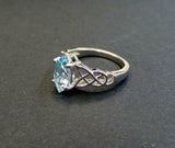 2ct Marquise Cut Blue Aquamarine Irish Trinity Solitaire Ring 14k WhiteGold Over