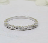 0.5ct Round Cut Diamond Wedding Band Infinity Twisted Rope 14k White Gold Finish