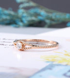0.5ct Round Cut Moissanite Unique Split Shank Wedding Band 14k Rose Gold Plated