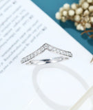 0.15ct Round Cut Moissanite Curved Women Wedding Band 14k White Gold Plated
