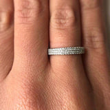 Three Row Half Eternity Wedding Band 2ct Round Cut Diamond 14k White Gold Finish