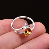 0.45ct Engagement Ring Oval Cut Citrine Stylish Split Shank 14k WhiteGold Finish
