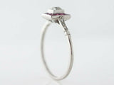 2ct Cushion Cut Diamond Ruby Halo Art Deco Engagement Ring 14k White Gold FInish