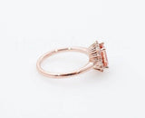 1.5ct Emerald Cut Simulated Morganite Halo Engagement Ring 14k Rose Gold Plated
