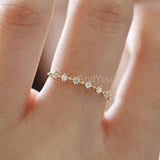 0.5ct Round Cut Moissanite Half Eternity Wedding Band 14k Yellow Gold Plated