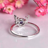 0.3ct Round Cut Blue Sapphire Engagement Ring Deer Antler 14k White Gold Finish