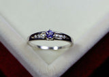 0.3ct Round Cut Blue Tanzanite Diamond Accent Solitaire Ring 14k White Gold Over
