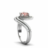 4.5ct Round Cut Peach Morganite Engagement Ring Dual Swirl 14k Rose Gold Finish