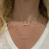 1ct Multi Cut Simulated Diamond Vertical Bar Pendant Chain 14k White Gold Plated