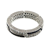 2ct Round Cut Blue Sapphire Wedding Band Stylish Eternity 14k White Gold Finish