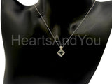 0.6ct Princess Simulated Aquamarine Bezel Pendant 14k White Gold Plated NO CHAIN