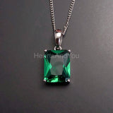 1ct Radiant Simulated Emerald Solitaire Pendant 14k White Gold Plated NO CHAIN