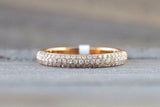 2ct Round Cut Diamond Wedding Band 14k Rose Gold Finish Three Row Half Eternity