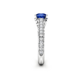 2ct Round Cut Blue Sapphire Engagement Ring 14k WhiteGold Finish Floral Filigree
