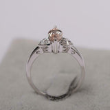 1.5ct Engagement Ring Marquise Cut Peach Morganite Art Deco 14k WhiteGold Finish