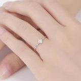 0.1ct Round Cut Diamond Engagement Ring Minimalist Cluster 14k White Gold Finish