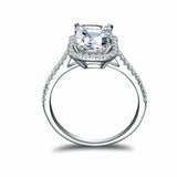 2.3ct Radiant Cut Diamond Engagement Ring Halo Solitaire 14k White Gold Finish