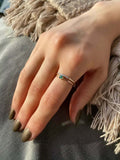 0.2ct Engagement Ring Princess Cut Green Emerald Minimalist 14k Yellow Gold Over