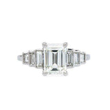 2ct Emerald Cut Diamond Solitaire Step Baguette Accents Ring 14k White Gold Over