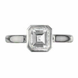 0.6ct Asscher Cut Diamond Engagement Ring Bezel Set Solitaire 14k WhiteGold Over