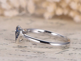 0.4ct Round Cut Blue Sapphire Engagement Ring Solitaire 14k White Gold Finish