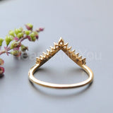 0.15ct Round Cut Moissanite Chevron Tiara Wedding Band 14K Yellow Gold Plated