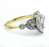 3.5ct Marquise Diamond Vintage Leaf Accent Engagement Ring 14K Dual Gold Over