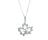 0.02ct Round Cut Moissanite Maple Leaf Pendant 14k White Gold Plated NO CHAIN
