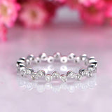 1.2ct Round Cut Diamond Wedding Ring Band Bezel Set Eternity 14k White Gold Over