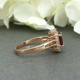 1.9ct Oval Cut Red Garnet Floral Solitaire Engagement Ring 14k Rose Gold Finish