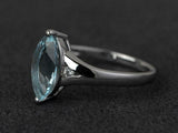 2.3ct Engagement Ring Marquise Cut Blue Aquamarine Trilogy 14k White Gold Finish