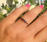 0.5ct Round Cut Blue Topaz Trilogy Solitaire Engagement Ring 14k YellowGold Over