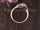 1ct Round Cut Simulated Morganite Solitaire Milgrain Ring 14k Rose Gold Plated