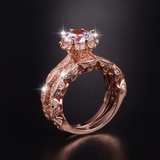 3ct Round Cut Diamond Engagement Ring 14k Rose Gold Finish Milgrain Bridal Set