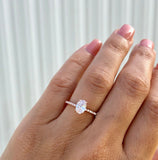 1Ct Oval Cut DVVS1 Diamond Petite Solitaire Engagement Ring 14K Rose Gold Finish