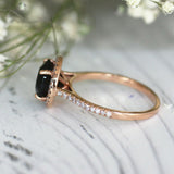 3Ct Round Cut Black Diamond Halo Solitaire Engagement Ring 18K Rose Gold Finish