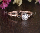 0.5ct Round Cut Moissanite Minimalist Women Engagement Ring 14k Rose Gold Plated