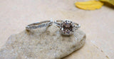 1.7ct Round Cut Peach Morganite Engagement Ring 14k White Gold Finish Bridal Set