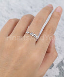 0.5ct Round Cut Moissanite Floral Stacking Wedding Band 14k White Gold Plated