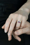 0.5ct Round Pink Sapphire Engagement Ring Solitaire Curved 14k White Gold Finish