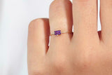 0.4ct Emerald Cut Purple Amethyst Minimalist Engagement Ring 14k YellowGold Over