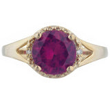 2.3ct Engagement Ring Round Cut Pink Ruby Split Shank 14k Yellow Gold Finish
