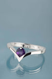 0.5ct Round Cut Amethyst Engagement Ring Solitaire Curved 14k White Gold Finish